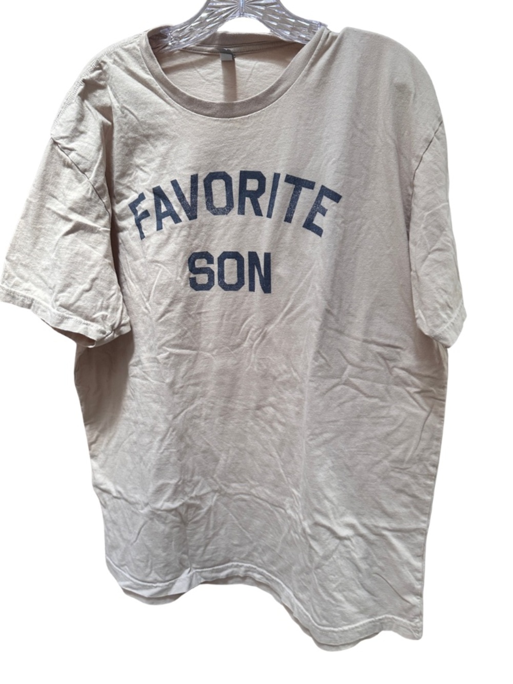 Favorite Son Tan and Blue Graphic Short Sleeve Shirt - Men's XXL